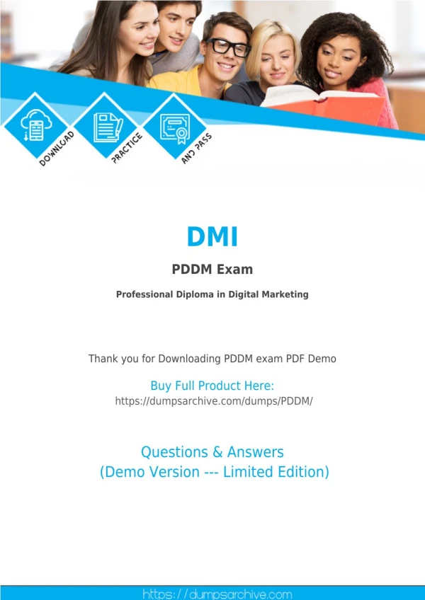 Latest DMI PDDM Dumps PDF with Verified PDDM Questions PDF