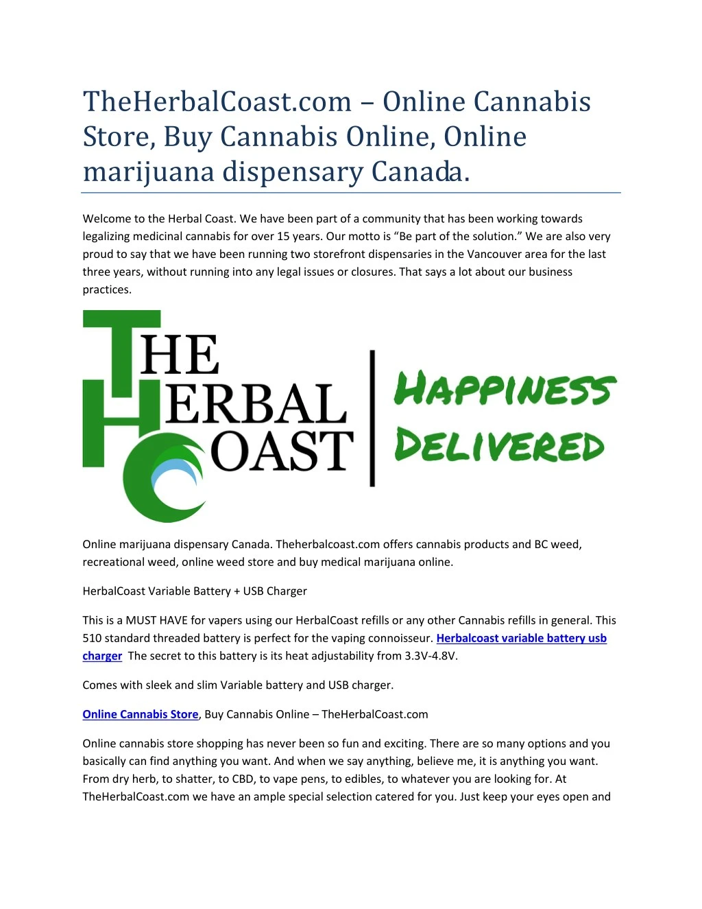 theherbalcoast com online cannabis store