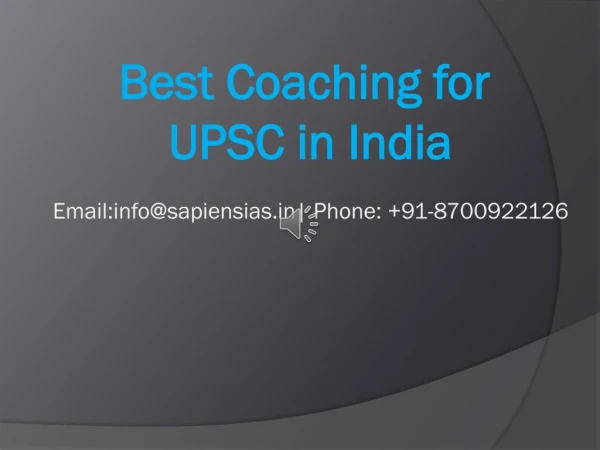 Best Coaching for UPSC in India