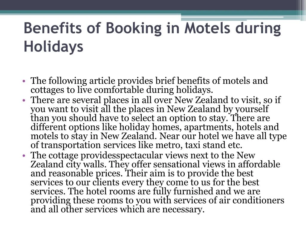 benefits of booking in motels during holidays