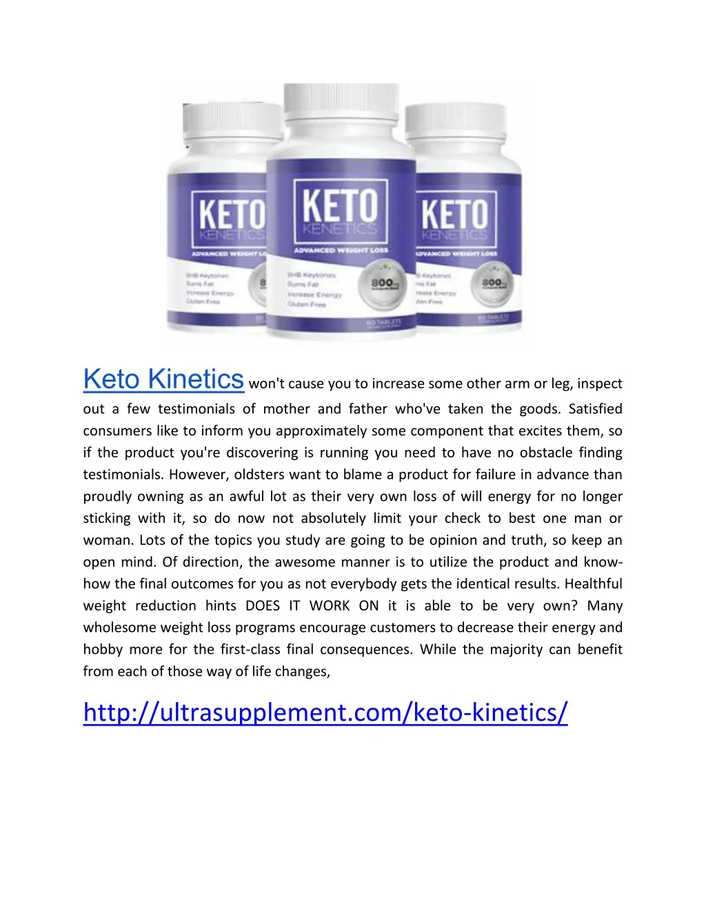 keto kinetics won t cause you to increase some