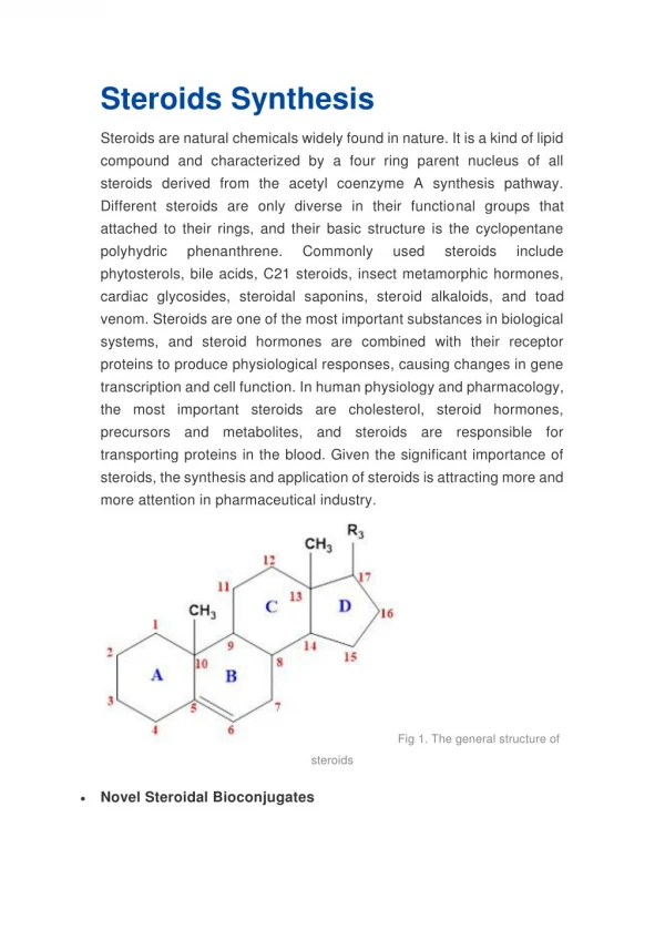 Steroids Synthesis