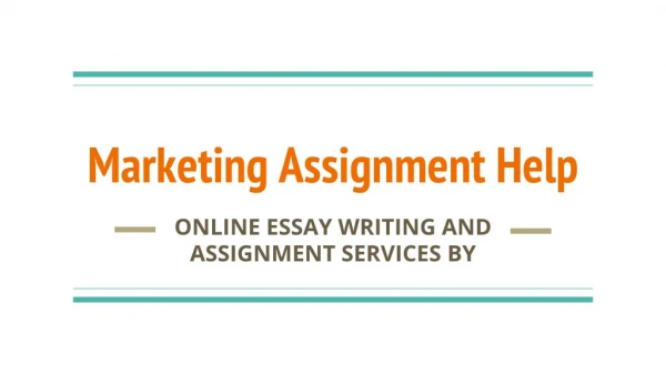 Best Marketing Assignment Services in US