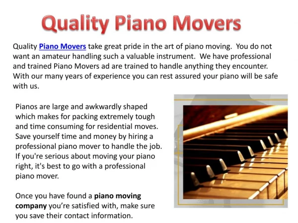 Piano Movers in Chicago