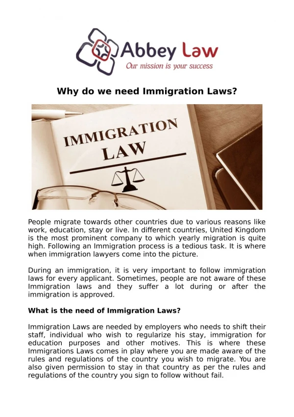 Why do we need Immigration Laws?