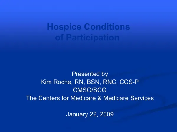 Hospice Conditions of Participation