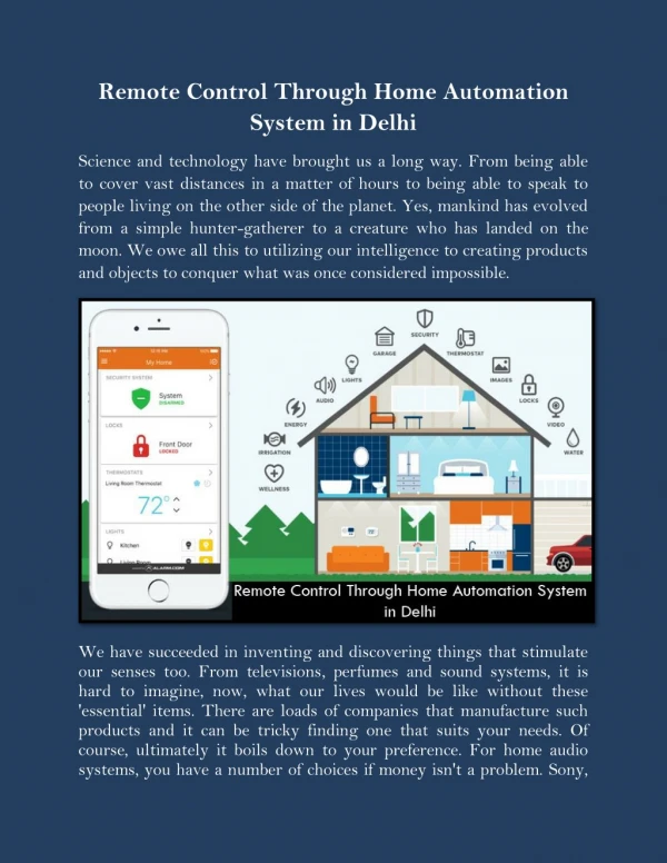 Remote Control Through Home Automation System in Delhi