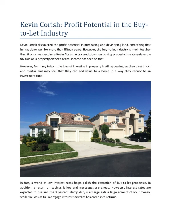 Kevin Corish Profit Potential in the Buy-to-Let Industry