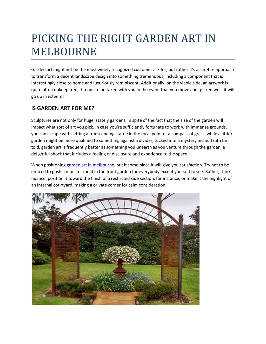 picking the right garden art in melbourne