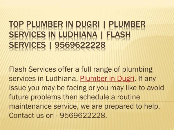 Top Plumbing in Dugri | Plumber Services in Ludhiana | Flash Services | 9569622228