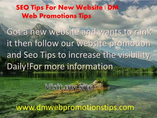 SEO Tips For New Website | DM Web Promotions Tips