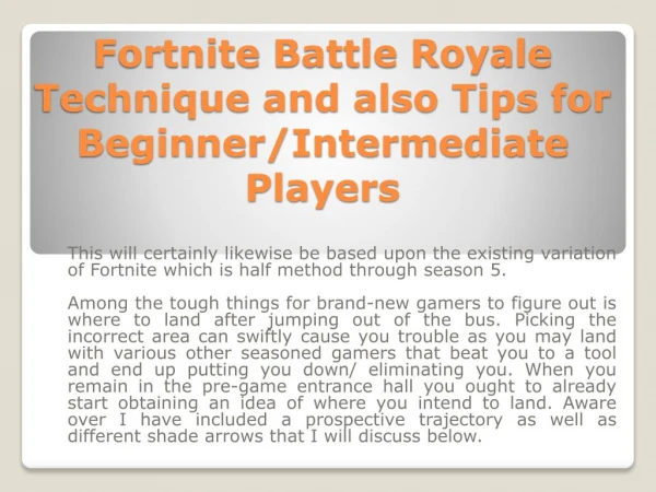 Fortnite Fight Royale Approach and Tips for Beginner Intermediate Players