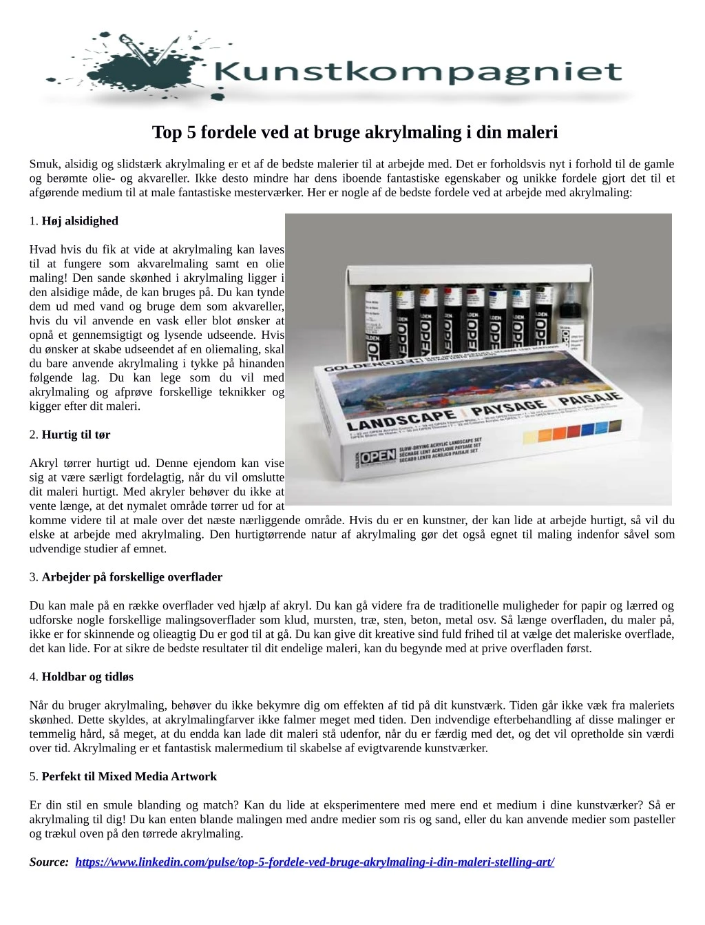 top 5 fordele ved at bruge akrylmaling