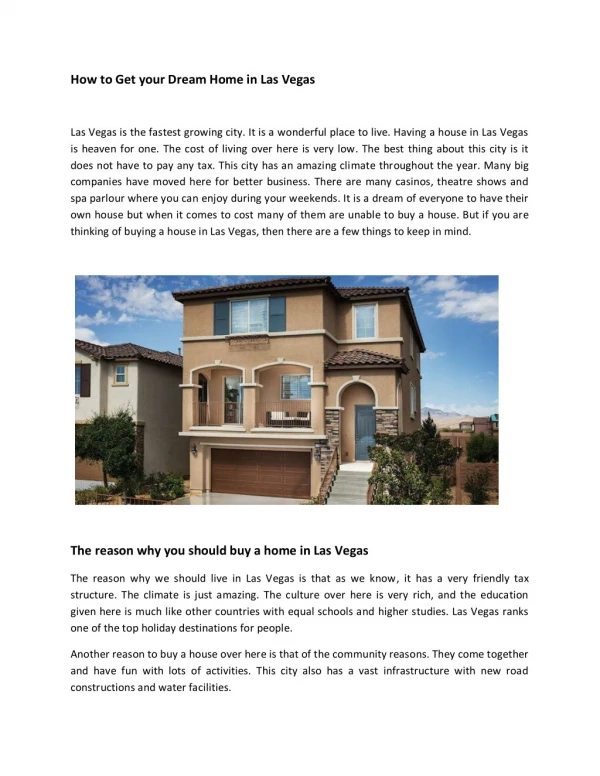How to Get your Dream Home in Las Vegas