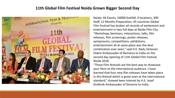 11th Global Film Festival Noida Grown Bigger Second Day