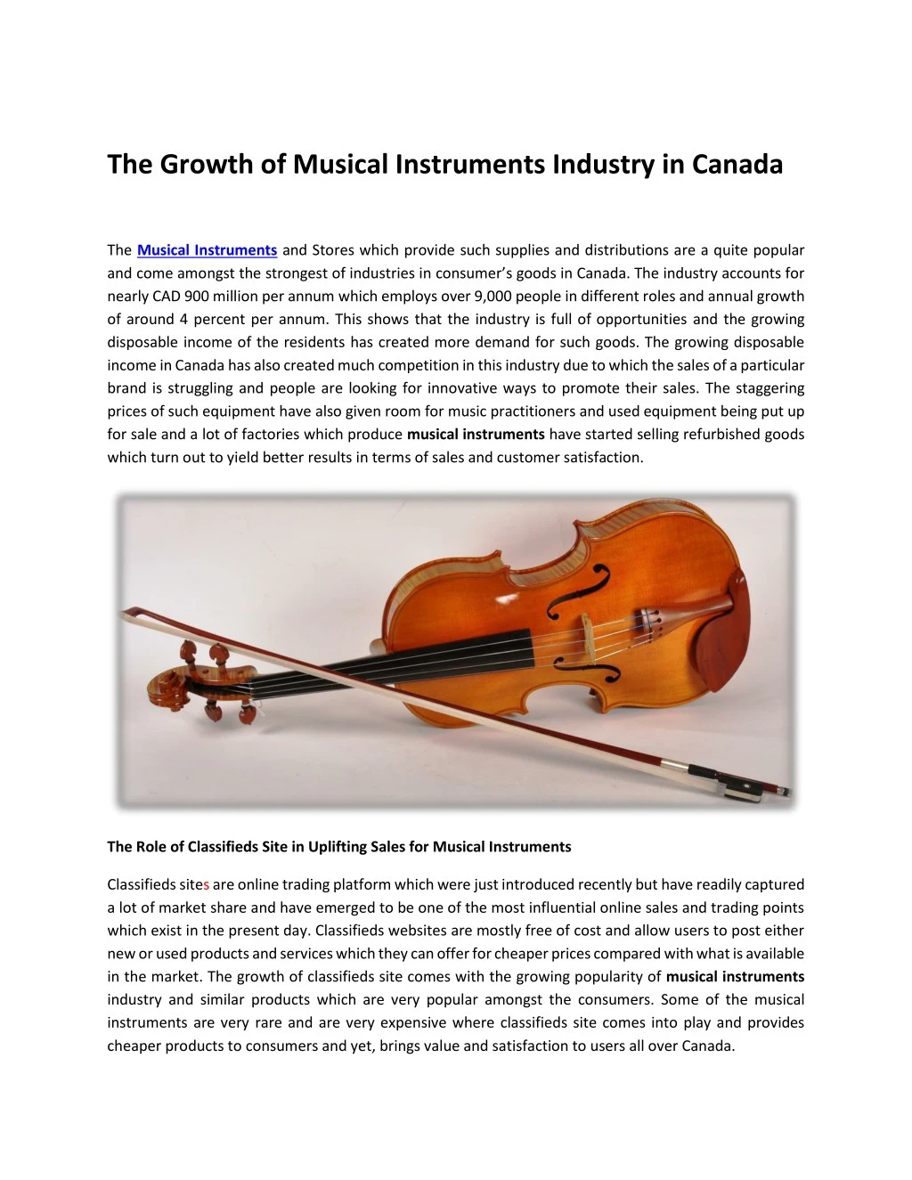 the growth of musical instruments industry
