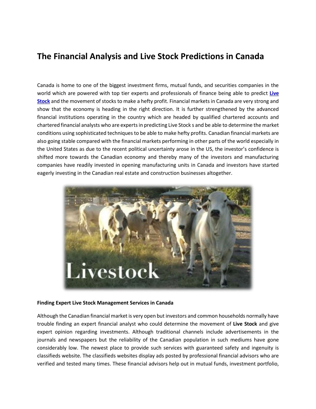the financial analysis and live stock predictions