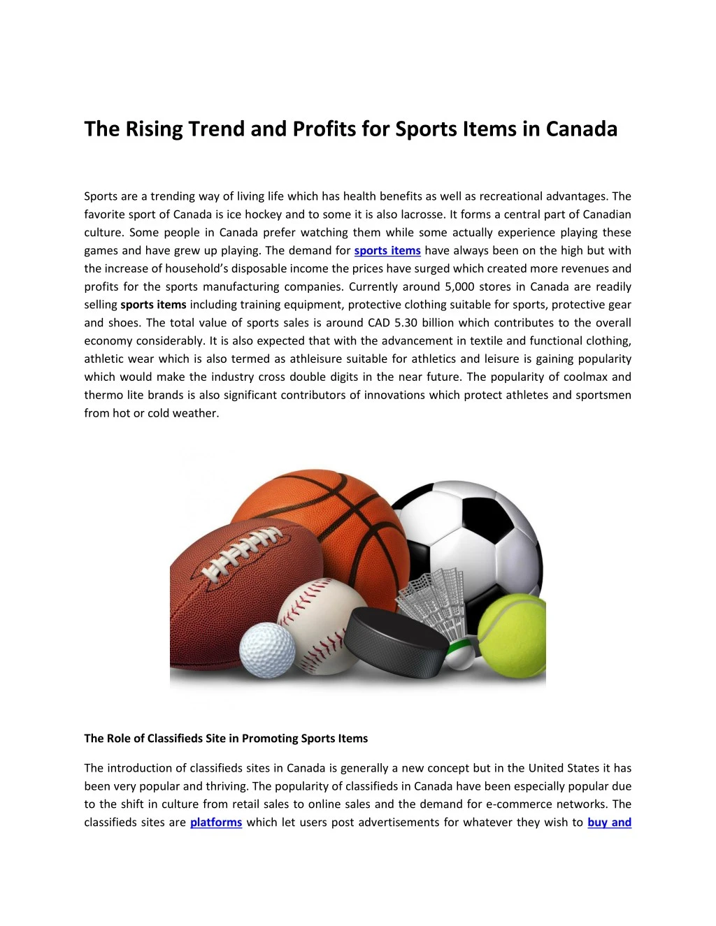 the rising trend and profits for sports items