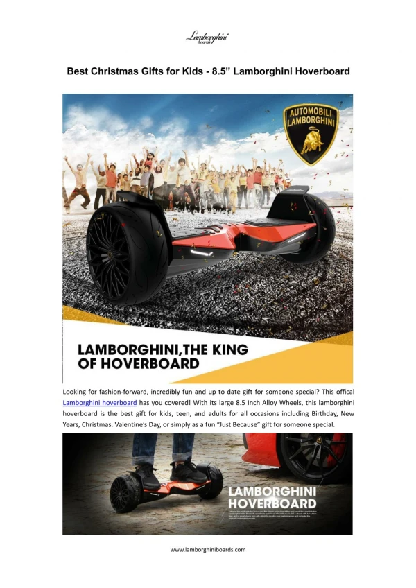 Best Christmas Gifts for Kids - 8.5” Lamborghini Hoverboard
