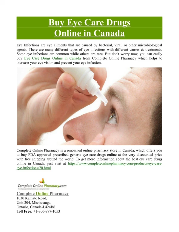 Buy Eye Care Drugs Online in Canada