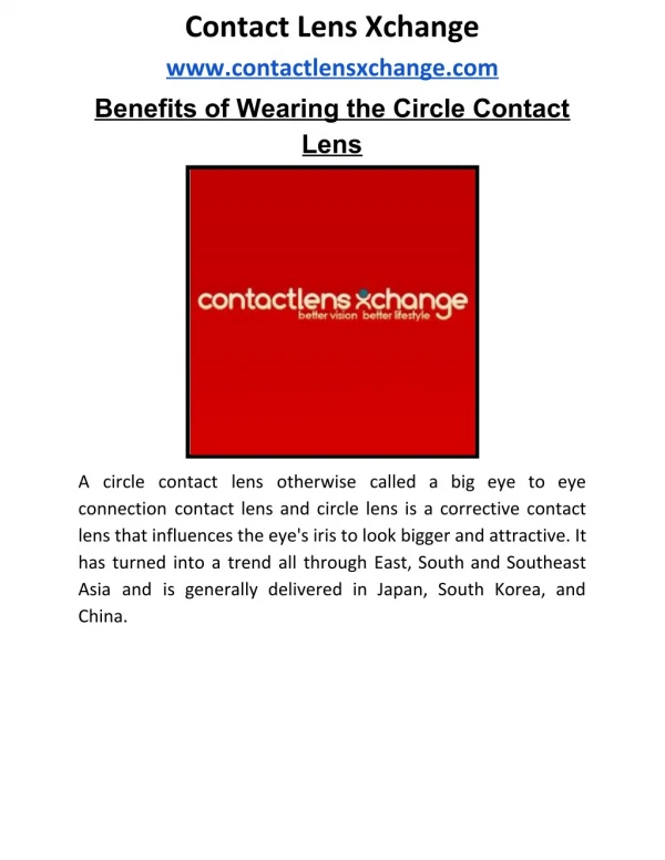 Circle Contact Lens - Benefits for contact lens wearers