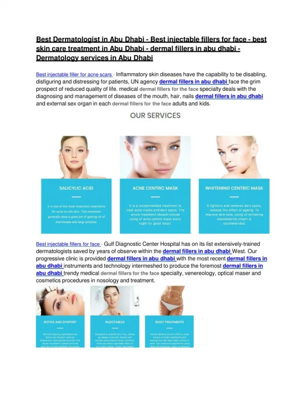 Skin care treatment Abu Dhabi - Botox Injection Abu Dhabi - Best Dermatologist in Abu Dhabi - Dermal fillers in Abu Dhab