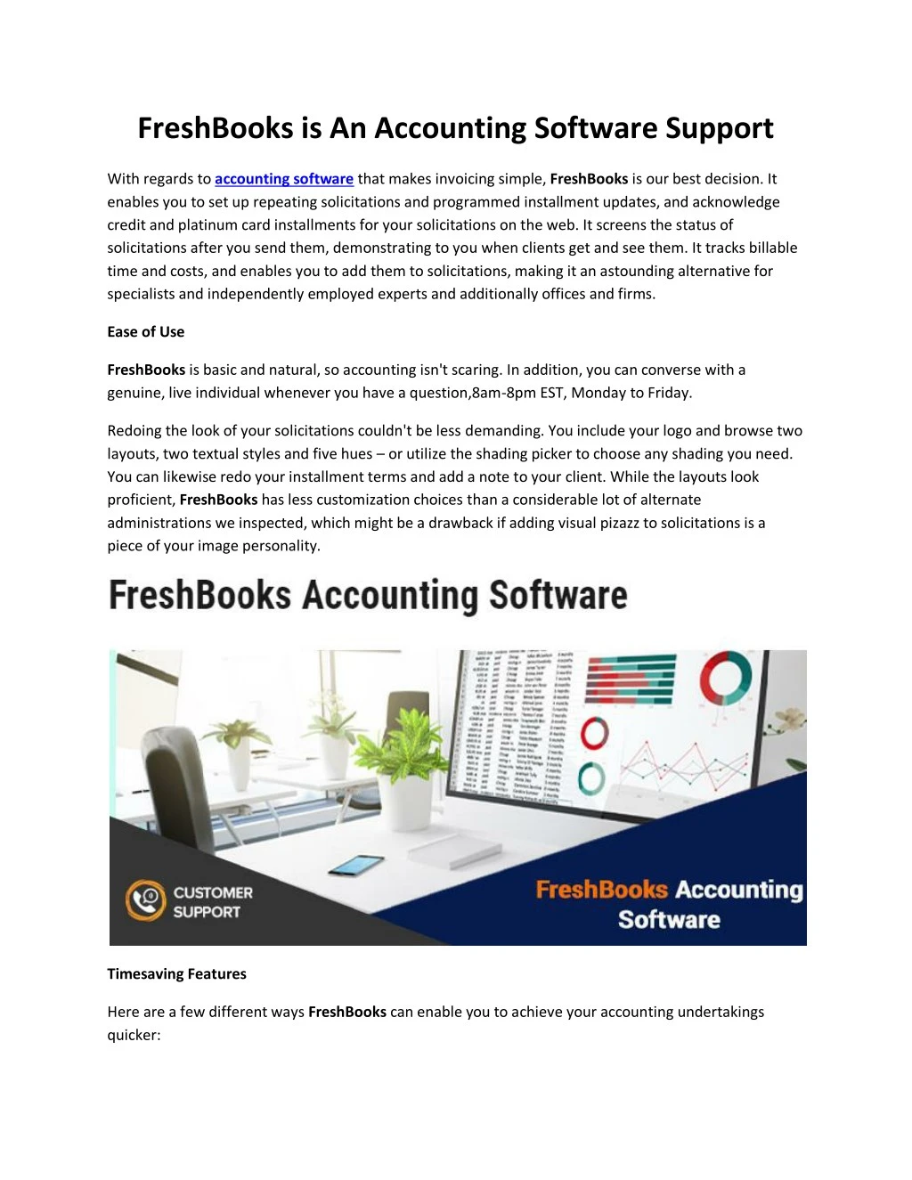 freshbooks is an accounting software support