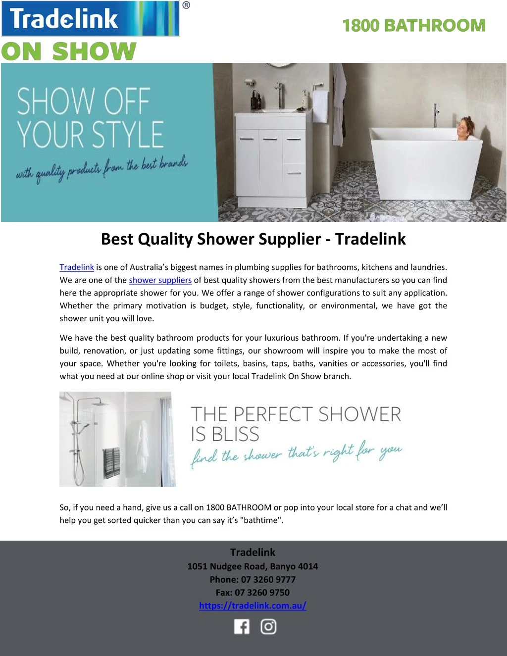 best quality shower supplier tradelink