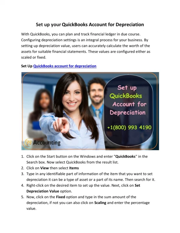 Set up your QuickBooks Account for Depreciation
