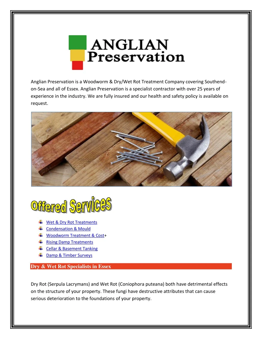 anglian preservation is a woodworm