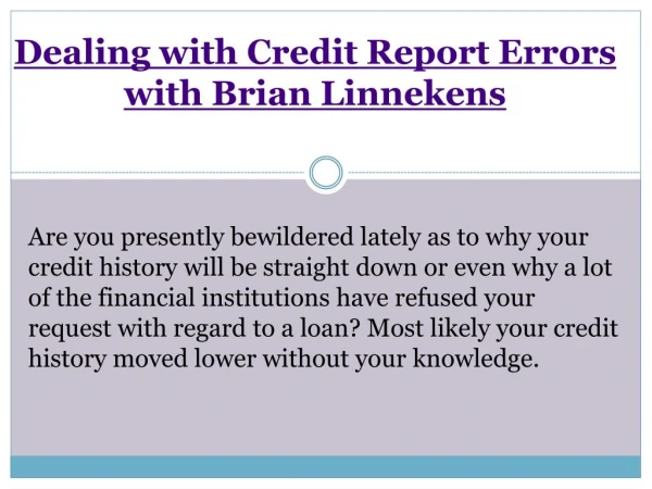 Dealing with Credit Report Errors with Brian Linnekens
