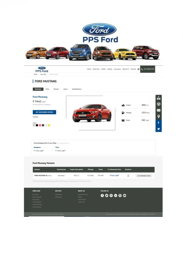 Ford Mustang On-Road Price and Offers in Bangalore, Pune | PPS Ford