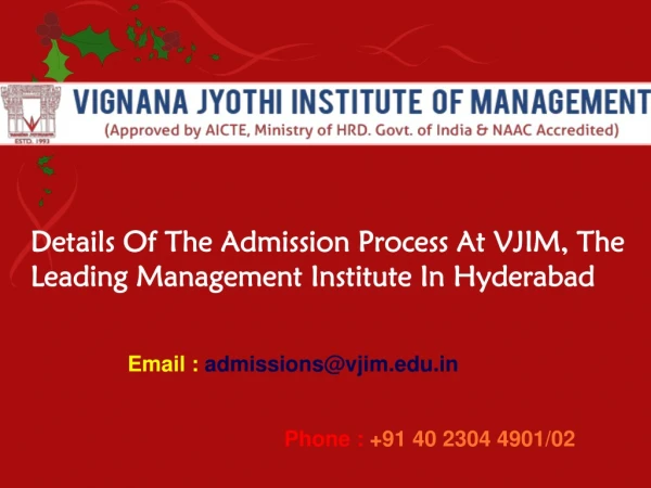 Details Of The Admission Process At VJIM, The Leading Management Institute In Hyderabad