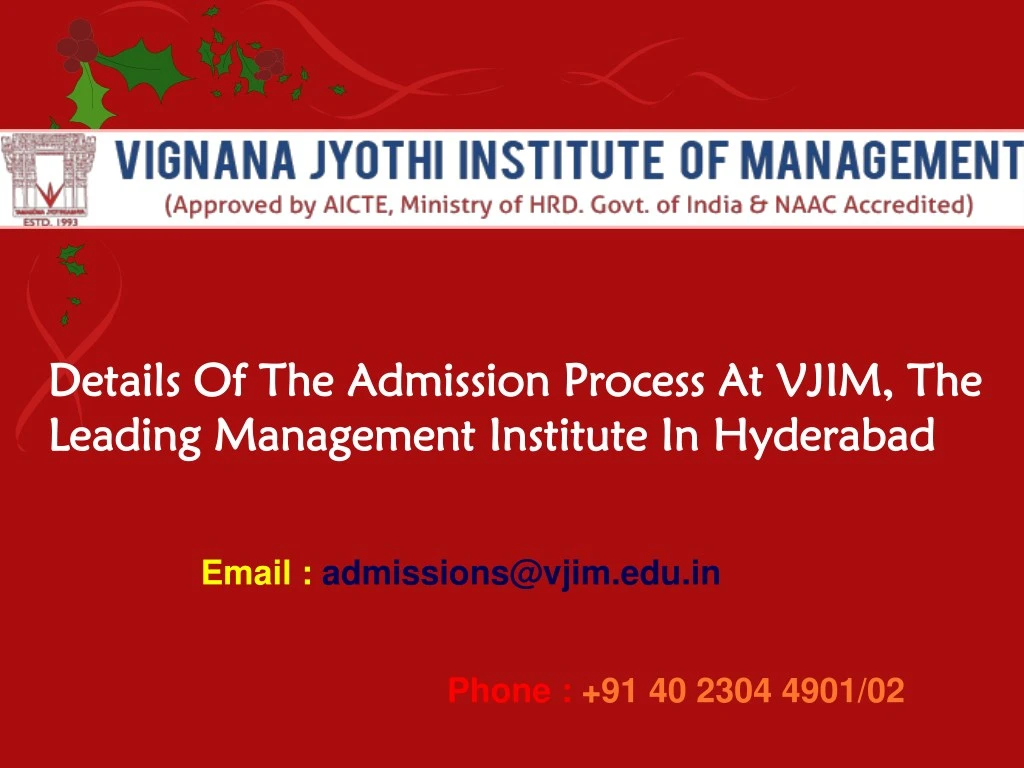 details of the admission process at vjim