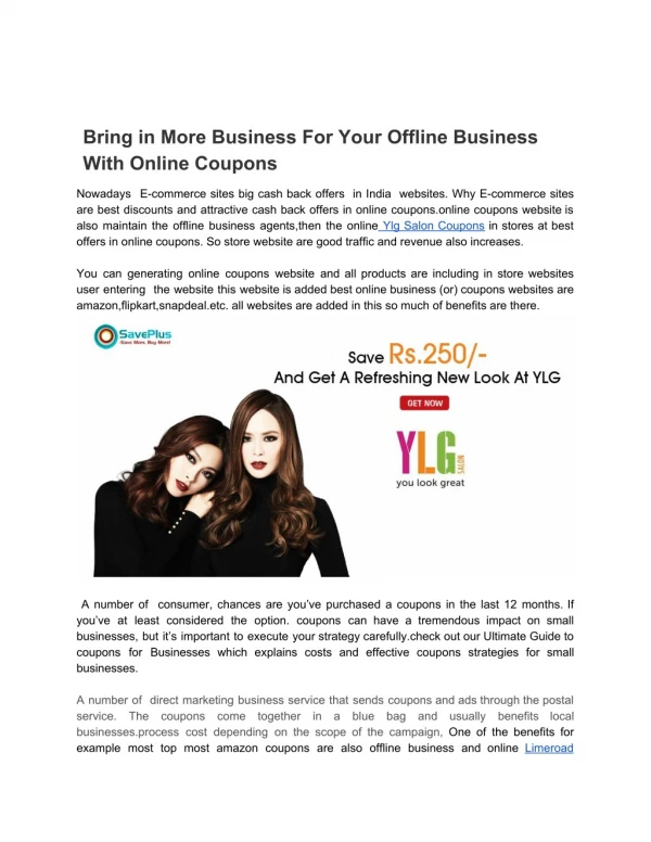 Bring in More Business For Your Offline Business With Online Coupons