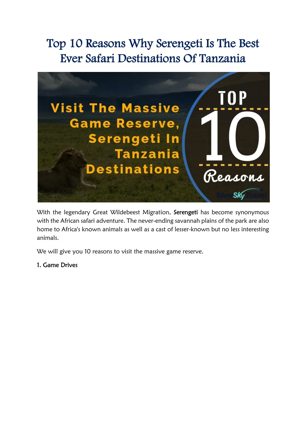 top 10 reasons top 10 reasons why serengeti