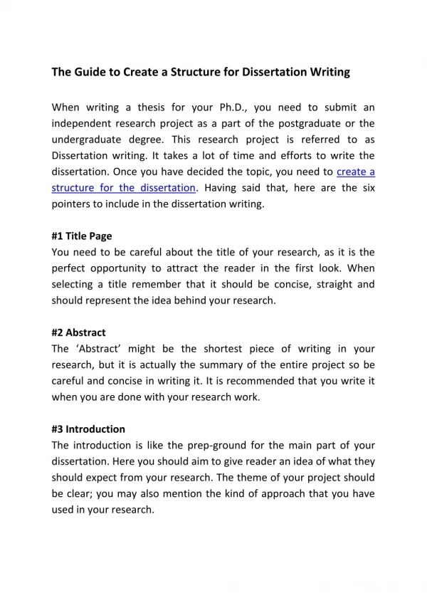The Guide to Create a Structure for Dissertation Writing