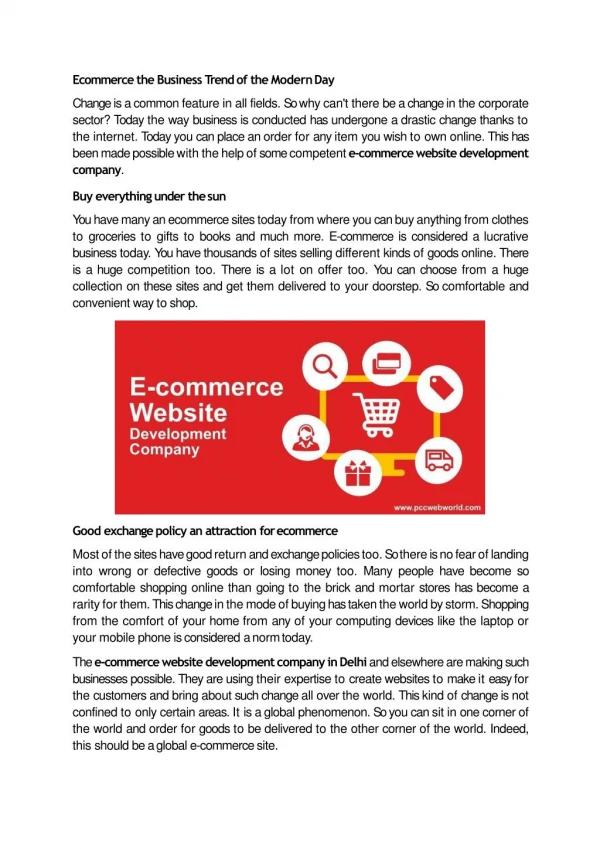 Ecommerce the Business Trend of the Modern Day