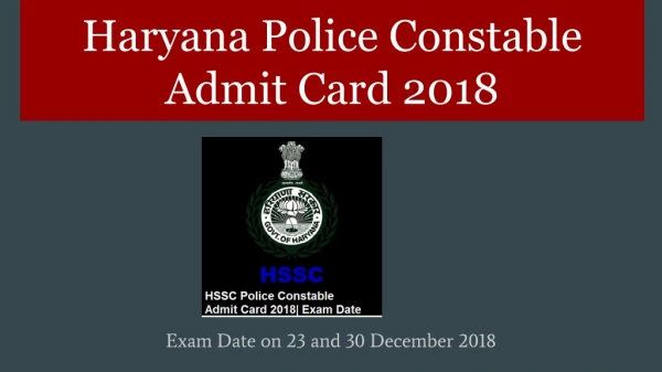 Haryana Police Constable Admit Card 2018