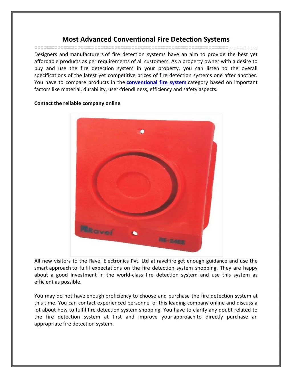 most advanced conventional fire detection systems