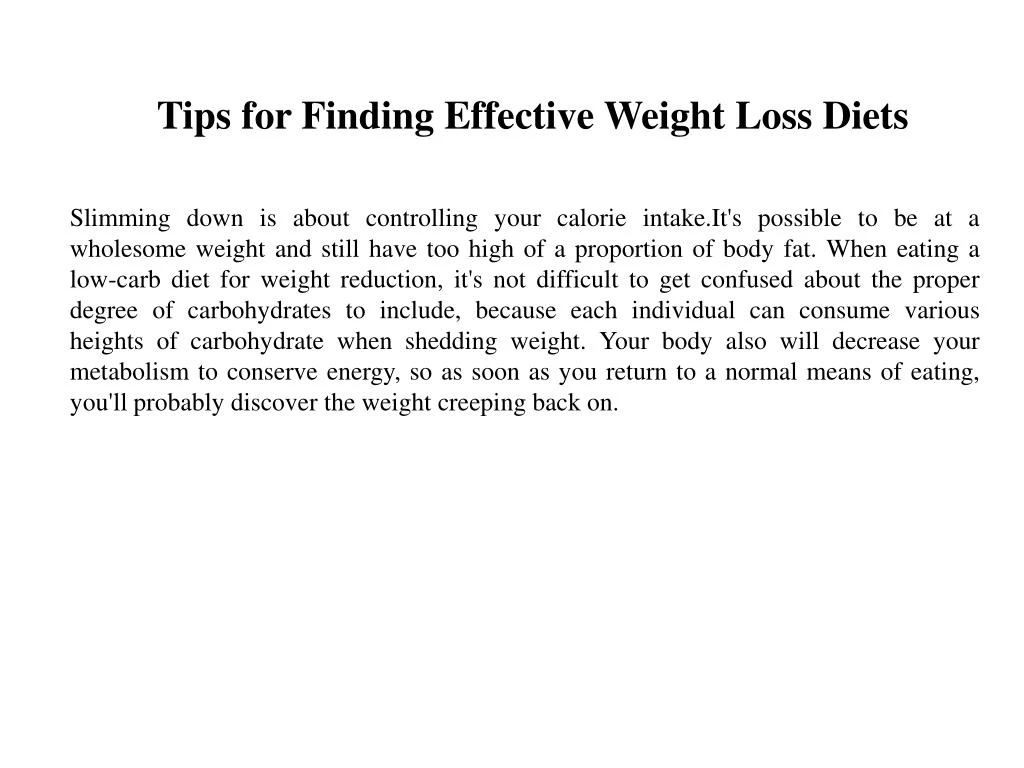 tips for finding effective weight loss diets