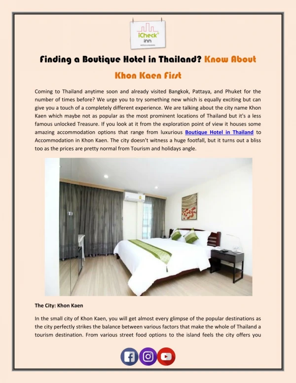 Finding a Boutique Hotel in Thailand? Know About Khon Kaen First