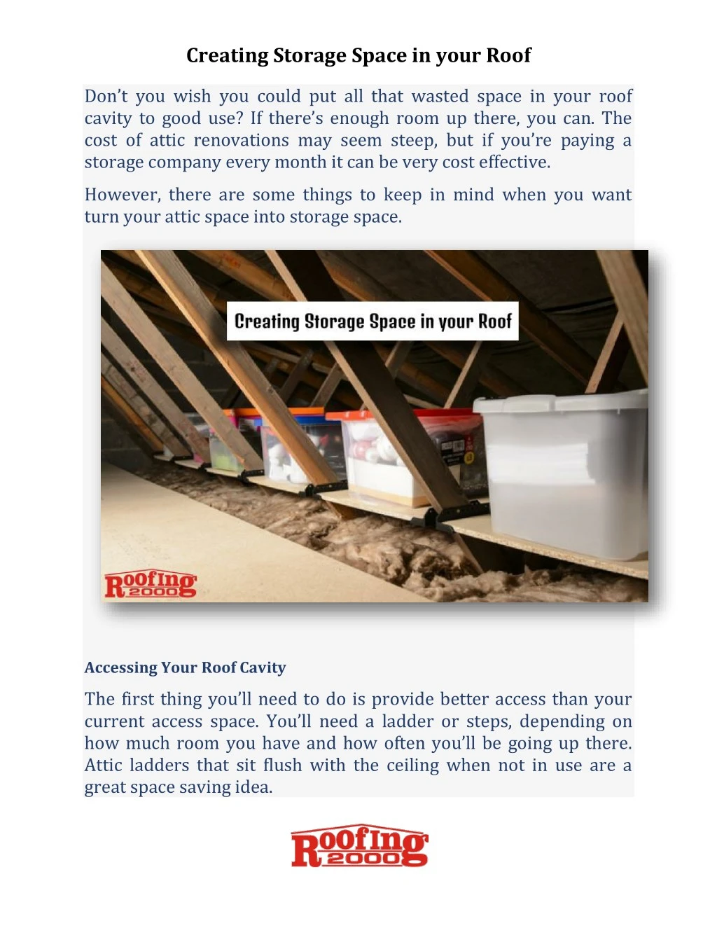 creating storage space in your roof