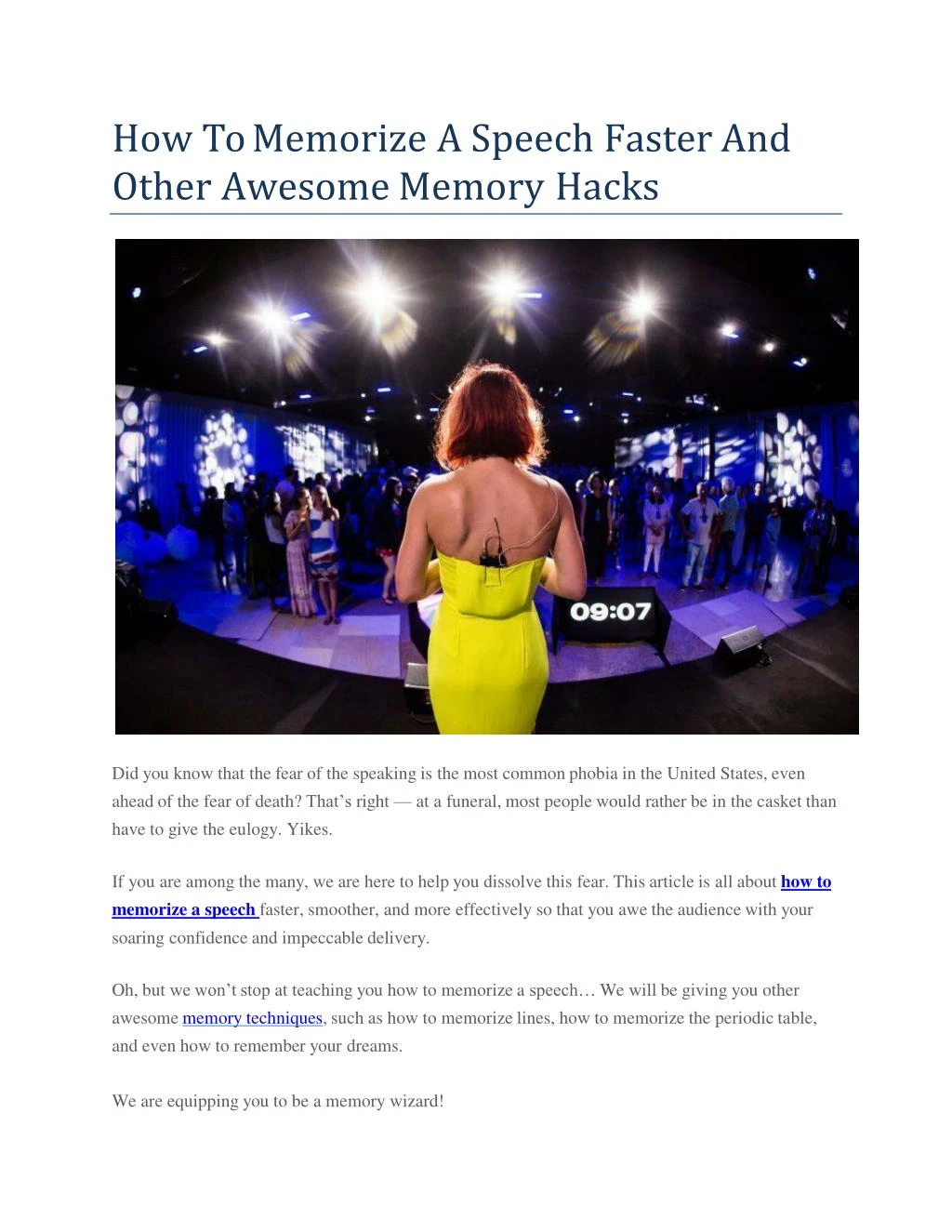 how to memorize a speech faster and other awesome memory hacks