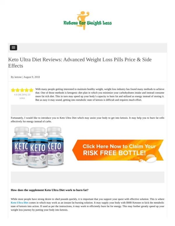 Keto Ultra Diet Reviews-Weight Loss, Supplements