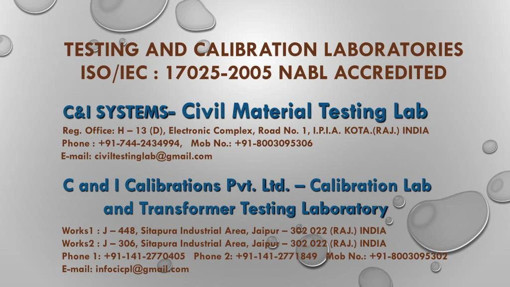testing and calibration laboratories iso iec 17025 2005 nabl accredited