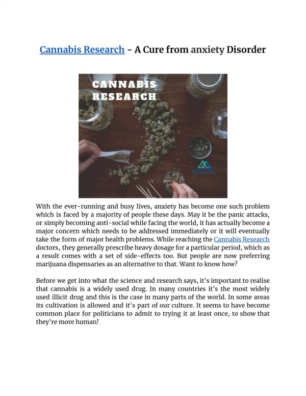 Cannabis research a cure from anxiety disorder | mjbuddy.com
