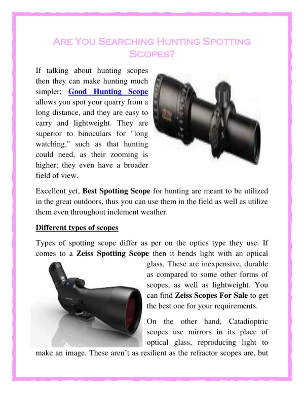 Are You Searching Hunting Spotting Scopes