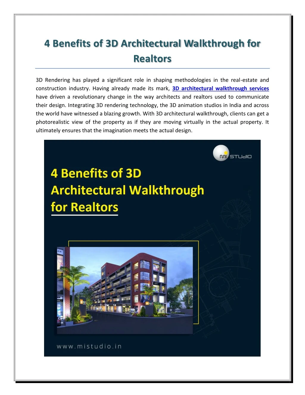 4 benefits of 3d architectural walkthrough