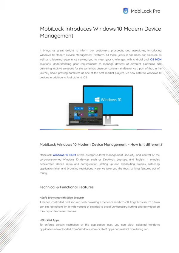 MobiLock Introduces Windows 10 Modern Device Management